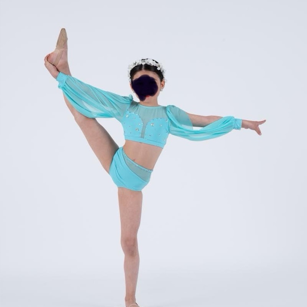 Charming Aqua Kids Dance Costume